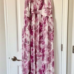Candalite Floral Pink Maxi Dress - Elegant Sleeveless Gown